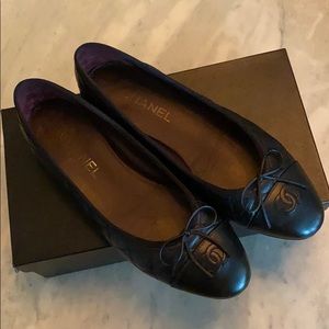 Chanel aged calfskin quilted ballerina flats